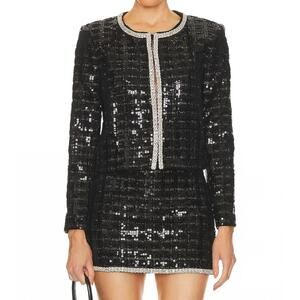 NEW ALICE + OLIVIA sequin tweed jacket in black